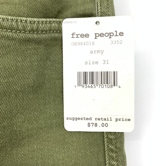 Free People We The Free High Rise Jegging Jeans Womens Sz 31 Army Green NEW - Picture 3 of 8